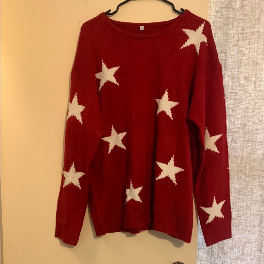 Red Star Pattern Sweater